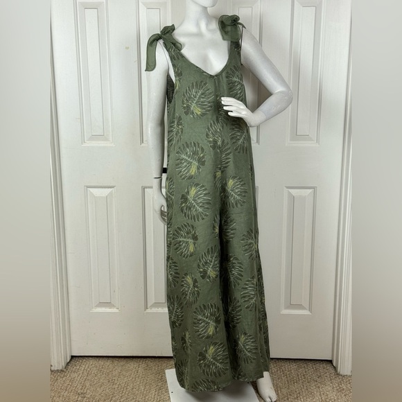 Camille à CO Green Leaf Print Jumpsuit Size CL. C33 - Picture 1 of 14